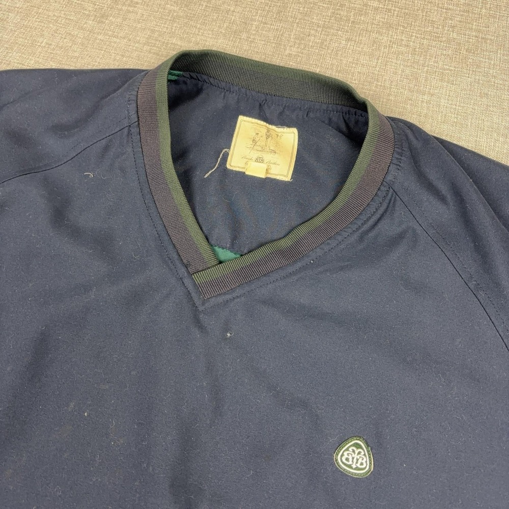 Brooks Brothers Jacket Mens 2XL Blue V-Neck Golf Windbreaker Pullover Lined